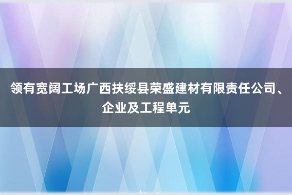 领有宽阔工场广西扶绥县荣盛建材有限责任公司、企业及工程单元